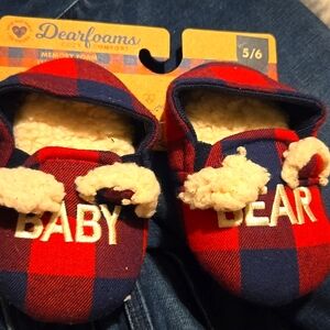 DEARFOAMS COZY COMFORT MEMORY FOAM LIMITED EDITION BABY BEAR SLIPPERS SIZE 5/6‎